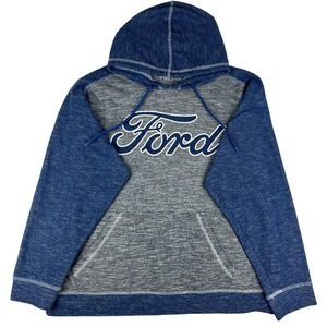 Ford Hoodie Mens L (42/44) Blue Gray Marled Script Logo Licensed Sweatshirt